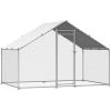 imageVEVOR Large Metal Chicken Coop with Run Walkin Chicken Coop for Yard with Waterproof Cover 65 x 98 x 65 ft Spire Roof Large Poultry Cage for Hen House Duck Coop and Rabbit RunSpire Roof