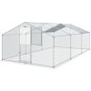 imageVEVOR Large Metal Chicken Coop with Run Walkin Chicken Coop for Yard with Waterproof Cover 65 x 98 x 65 ft Spire Roof Large Poultry Cage for Hen House Duck Coop and Rabbit RunSpire Roof with Split Door