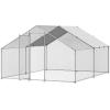 imageVEVOR Large Metal Chicken Coop with Run Walkin Chicken Coop for Yard with Waterproof Cover 65 x 98 x 65 ft Spire Roof Large Poultry Cage for Hen House Duck Coop and Rabbit RunSpire Roof