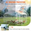 imageVEVOR Large Metal Chicken Coop with Run Walkin Chicken Coop for Yard with Waterproof Cover 65 x 98 x 65 ft Spire Roof Large Poultry Cage for Hen House Duck Coop and Rabbit RunSpire Roof with Split Door