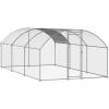 imageVEVOR Large Metal Chicken Coop with Run Walkin Chicken Coop for Yard with Waterproof Cover 65 x 98 x 65 ft Spire Roof Large Poultry Cage for Hen House Duck Coop and Rabbit RunDome Roof