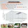 imageVEVOR Large Metal Chicken Coop with Run Walkin Chicken Coop for Yard with Waterproof Cover 65 x 98 x 65 ft Spire Roof Large Poultry Cage for Hen House Duck Coop and Rabbit RunSpire Roof with Split Door