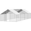 imageVEVOR Large Metal Chicken Coop with Run Walkin Chicken Coop for Yard with Waterproof Cover 65 x 98 x 65 ft Spire Roof Large Poultry Cage for Hen House Duck Coop and Rabbit RunSpire Roof