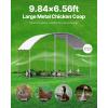 imageVEVOR Large Metal Chicken Coop with Run Walkin Chicken Coop for Yard with Waterproof Cover 65 x 98 x 65 ft Spire Roof Large Poultry Cage for Hen House Duck Coop and Rabbit RunDome Roof