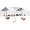 imageVEVOR Large Metal Chicken Coop with Run Walkin Chicken Coop for Yard with Waterproof Cover 65 x 98 x 65 ft Spire Roof Large Poultry Cage for Hen House Duck Coop and Rabbit RunSpire Roof