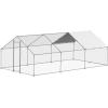 imageVEVOR Large Metal Chicken Coop with Run Walkin Chicken Coop for Yard with Waterproof Cover 65 x 98 x 65 ft Spire Roof Large Poultry Cage for Hen House Duck Coop and Rabbit RunSpire Roof