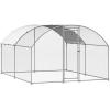 imageVEVOR Large Metal Chicken Coop with Run Walkin Chicken Coop for Yard with Waterproof Cover 65 x 98 x 65 ft Spire Roof Large Poultry Cage for Hen House Duck Coop and Rabbit RunDome Roof