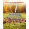 imageVEVOR Leaf Rake 25 Metal Tines Adjustable Garden Rake for Lawns with 183 Inch Wide Head ampamp 364728 Inch Long Handle Heavy Duty Stainless Steel Small Leaves Tool for Gardening Camping Yard Grass18in width
