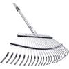 imageVEVOR Leaf Rake 25 Metal Tines Adjustable Garden Rake for Lawns with 183 Inch Wide Head ampamp 364728 Inch Long Handle Heavy Duty Stainless Steel Small Leaves Tool for Gardening Camping Yard Grass18in width