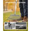 imageVEVOR Leaf Rake 25 Metal Tines Adjustable Garden Rake for Lawns with 183 Inch Wide Head ampamp 364728 Inch Long Handle Heavy Duty Stainless Steel Small Leaves Tool for Gardening Camping Yard Grass18in width