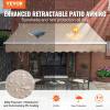imageVEVOR Manual Retractable Awning 13 x 8 ft Outdoor Patio Awning Retractable Sun Shade Patio Door Window Awning Sunshade Shelter WaterResistant Polyester with Crank Handle for Balcony Backyard8x7 FT