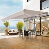 imageVEVOR Manual Retractable Awning 13 x 8 ft Outdoor Patio Awning Retractable Sun Shade Patio Door Window Awning Sunshade Shelter WaterResistant Polyester with Crank Handle for Balcony Backyard8x7 FT