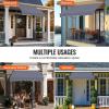 imageVEVOR Manual Retractable Awning 78quot Outdoor Retractable Patio Awning Sunshade Shelter Adjustable Patio Door Window Awning Canopy with 39quot Sun Shade Curtain for Backyard Garden Balcony Dark Gray59 47