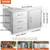 imageVEVOR Outdoor Kitchen Trash Drawer 197quotW x 29quotH x 157quotD Inch Outdoor Kitchen Drawers Stainless Steel for Outdoor BBQ Island KitchenDrawer and Door Combo