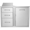 imageVEVOR Outdoor Kitchen Trash Drawer 197quotW x 29quotH x 157quotD Inch Outdoor Kitchen Drawers Stainless Steel for Outdoor BBQ Island KitchenDrawer and Door Combo