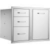 imageVEVOR Outdoor Kitchen Trash Drawer 197quotW x 29quotH x 157quotD Inch Outdoor Kitchen Drawers Stainless Steel for Outdoor BBQ Island KitchenDrawer and Door Combo