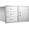 imageVEVOR Outdoor Kitchen Trash Drawer 197quotW x 29quotH x 157quotD Inch Outdoor Kitchen Drawers Stainless Steel for Outdoor BBQ Island KitchenDrawer and Door Combo