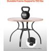 imageVEVOR Outdoor Patio Dining Table 41 inch Round WoodLike Steel Slat Backyard Bistro Coffee Tables for 4 with 15 in Umbrella Hole Outside AllWeather Large Furniture for Lawn Garden Porch41 inch