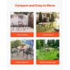 imageVEVOR Outdoor Patio Dining Table 41 inch Round WoodLike Steel Slat Backyard Bistro Coffee Tables for 4 with 15 in Umbrella Hole Outside AllWeather Large Furniture for Lawn Garden Porch41 inch