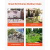 imageVEVOR Outdoor Patio Dining Table 41 inch Round WoodLike Steel Slat Backyard Bistro Coffee Tables for 4 with 15 in Umbrella Hole Outside AllWeather Large Furniture for Lawn Garden Porch47 inch