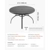 imageVEVOR Outdoor Patio Dining Table 41 inch Round WoodLike Steel Slat Backyard Bistro Coffee Tables for 4 with 15 in Umbrella Hole Outside AllWeather Large Furniture for Lawn Garden Porch47 inch