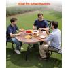 imageVEVOR Outdoor Patio Dining Table 41 inch Round WoodLike Steel Slat Backyard Bistro Coffee Tables for 4 with 15 in Umbrella Hole Outside AllWeather Large Furniture for Lawn Garden Porch41 inch
