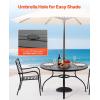 imageVEVOR Outdoor Patio Dining Table 41 inch Round WoodLike Steel Slat Backyard Bistro Coffee Tables for 4 with 15 in Umbrella Hole Outside AllWeather Large Furniture for Lawn Garden Porch47 inch