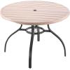imageVEVOR Outdoor Patio Dining Table 41 inch Round WoodLike Steel Slat Backyard Bistro Coffee Tables for 4 with 15 in Umbrella Hole Outside AllWeather Large Furniture for Lawn Garden Porch41 inch