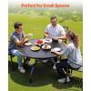 imageVEVOR Outdoor Patio Dining Table 41 inch Round WoodLike Steel Slat Backyard Bistro Coffee Tables for 4 with 15 in Umbrella Hole Outside AllWeather Large Furniture for Lawn Garden Porch47 inch