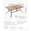 imageVEVOR Outdoor Patio Dining Table 59 inch Long Rectangular WoodLike Steel Slat Backyard Bistro Tables for 46 with 15 in Umbrella Hole AllWeather Large Furniture for Lawn Garden Porch Brown