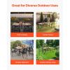 imageVEVOR Outdoor Patio Dining Table 59 inch Long Rectangular WoodLike Steel Slat Backyard Bistro Tables for 46 with 15 in Umbrella Hole AllWeather Large Furniture for Lawn Garden Porch Brown
