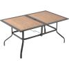imageVEVOR Outdoor Patio Dining Table 59 inch Long Rectangular WoodLike Steel Slat Backyard Bistro Tables for 46 with 15 in Umbrella Hole AllWeather Large Furniture for Lawn Garden Porch Brown