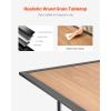 imageVEVOR Outdoor Patio Dining Table 59 inch Long Rectangular WoodLike Steel Slat Backyard Bistro Tables for 46 with 15 in Umbrella Hole AllWeather Large Furniture for Lawn Garden Porch Brown