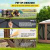 imageVEVOR Pop Up Gazebo Screen Tent 6 Sided Canopy Sun Shelter with 6 Removable Privacy Wind Cloths ampamp Mesh Windows 10x10FT Quick Set Screen Tent with Mosquito Netting Army GreenBrown