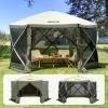imageVEVOR Pop Up Gazebo Screen Tent 6 Sided Canopy Sun Shelter with 6 Removable Privacy Wind Cloths ampamp Mesh Windows 10x10FT Quick Set Screen Tent with Mosquito Netting Army GreenArmy Green