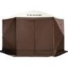 imageVEVOR Pop Up Gazebo Screen Tent 6 Sided Canopy Sun Shelter with 6 Removable Privacy Wind Cloths ampamp Mesh Windows 10x10FT Quick Set Screen Tent with Mosquito Netting Army GreenBrown