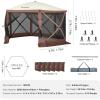 imageVEVOR Pop Up Gazebo Screen Tent 6 Sided Canopy Sun Shelter with 6 Removable Privacy Wind Cloths ampamp Mesh Windows 10x10FT Quick Set Screen Tent with Mosquito Netting Army GreenBrown