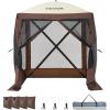 imageVEVOR Pop Up Gazebo Screen Tent 6 Sided Canopy Sun Shelter with 6 Removable Privacy Wind Cloths ampamp Mesh Windows 10x10FT Quick Set Screen Tent with Mosquito Netting Army GreenBrown
