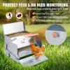 imageVEVOR Poultry Feeder 25lbs Capacity Feed Chicken Feeder with Lid ampamp Lock Outdoor Coop Food Dispenser No Waste Weatherproof Galvanized Metal Feeder for Ducks GeeseGalvanized