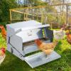 imageVEVOR Poultry Feeder 25lbs Capacity Feed Chicken Feeder with Lid ampamp Lock Outdoor Coop Food Dispenser No Waste Weatherproof Galvanized Metal Feeder for Ducks GeeseGalvanized