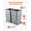 imageVEVOR PullOut Trash Can 27 QT x2 Double Under Mount Kitchen Waste Container Heavy Duty Garbage Recycling Bin with Door Kit and Soft Close Slide for Kitchen Cabinet Sink Under Counter Grey54QT27QTx2