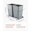imageVEVOR PullOut Trash Can 27 QT x2 Double Under Mount Kitchen Waste Container Heavy Duty Garbage Recycling Bin with Door Kit and Soft Close Slide for Kitchen Cabinet Sink Under Counter Grey54QT27QTx2