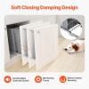imageVEVOR PullOut Trash Can 27 QT x2 Double Under Mount Kitchen Waste Container Heavy Duty Garbage Recycling Bin with Door Kit and Soft Close Slide for Kitchen Cabinet Sink Under Counter Grey54QT