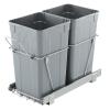 imageVEVOR PullOut Trash Can 27 QT x2 Double Under Mount Kitchen Waste Container Heavy Duty Garbage Recycling Bin with Door Kit and Soft Close Slide for Kitchen Cabinet Sink Under Counter Grey54QT27QTx2