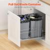 imageVEVOR PullOut Trash Can 27 QT x2 Double Under Mount Kitchen Waste Container Heavy Duty Garbage Recycling Bin with Door Kit and Soft Close Slide for Kitchen Cabinet Sink Under Counter Grey54QT