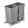 imageVEVOR PullOut Trash Can 27 QT x2 Double Under Mount Kitchen Waste Container Heavy Duty Garbage Recycling Bin with Door Kit and Soft Close Slide for Kitchen Cabinet Sink Under Counter Grey54QT