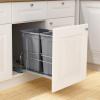 imageVEVOR PullOut Trash Can 27 QT x2 Double Under Mount Kitchen Waste Container Heavy Duty Garbage Recycling Bin with Door Kit and Soft Close Slide for Kitchen Cabinet Sink Under Counter Grey54QT