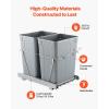 imageVEVOR PullOut Trash Can 27 QT x2 Double Under Mount Kitchen Waste Container Heavy Duty Garbage Recycling Bin with Door Kit and Soft Close Slide for Kitchen Cabinet Sink Under Counter Grey70QT35QTx2