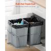 imageVEVOR PullOut Trash Can 27 QT x2 Double Under Mount Kitchen Waste Container Heavy Duty Garbage Recycling Bin with Door Kit and Soft Close Slide for Kitchen Cabinet Sink Under Counter Grey70QT35QTx2