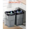 imageVEVOR PullOut Trash Can 27 QT x2 Double Under Mount Kitchen Waste Container Heavy Duty Garbage Recycling Bin with Door Kit and Soft Close Slide for Kitchen Cabinet Sink Under Counter Grey54QT27QTx2